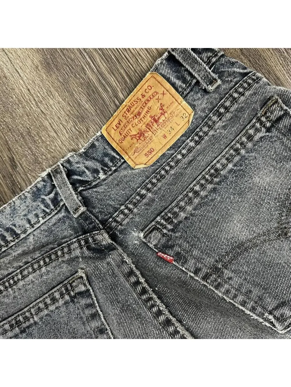 Vintage Levi’s 550 black washed denim jeans straight fit 90s black Levi’s
